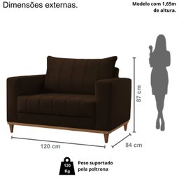 Poltrona para Sala de Estar Lion - Movenzo Estofados - 3
