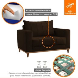 Poltrona para Sala de Estar Lion - Movenzo Estofados - 6