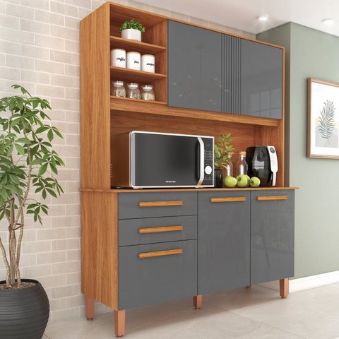 Armário de Cozinha 5 Portas 2 Gavetas 120cm Adelle Yescasa