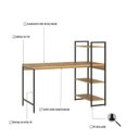 Ver imagem 6 de Escrivaninha Mesa Escritório com Estante Estilo Active 3 Prateleiras 135cm Industrial Yescasa Lâmina Mel Marrom