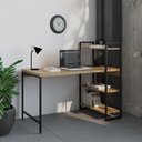 Ver imagem 1 de Escrivaninha Mesa Escritório com Estante Estilo Active 3 Prateleiras 135cm Industrial Yescasa Lâmina Mel Marrom