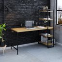 Ver imagem 1 de Escrivaninha Mesa Escritório com Estante 4 Prateleiras Estilo Industrial 150cm Active Yescasa