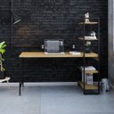 Ver imagem 2 de Escrivaninha Mesa Escritório com Estante Estilo Active 4 Prateleiras 150cm Industrial Yescasa Lâmina Mel Marrom