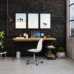 Escrivaninha com Estante Baixa 2 Prateleiras Estilo Industrial 150cm Active Yescasa - 5