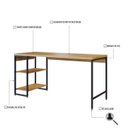 Ver imagem 6 de Escrivaninha Mesa Escritório com Estante Baixa Estilo Active 2 Prateleiras 150cm Industrial Yescasa Lâmina Mel Marrom