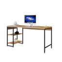 Ver imagem 2 de Escrivaninha Mesa Escritório com Estante Baixa Estilo Active 2 Prateleiras 150cm Industrial Yescasa Lâmina Mel Marrom
