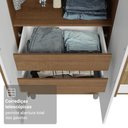 Ver imagem 7 de Guarda-Roupa Solteiro com Pés 4 Portas Batentes com Espelhos Rustic/Branco/Rustic Venus Madesa