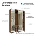 Ver imagem 4 de Guarda-Roupa Solteiro com Pés 4 Portas Batentes com Espelhos Rustic/Branco/Rustic Venus Madesa