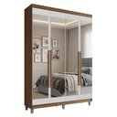 Ver imagem 2 de Guarda-Roupa Solteiro com Pés 4 Portas Batentes com Espelhos Rustic/Branco/Rustic Venus Madesa