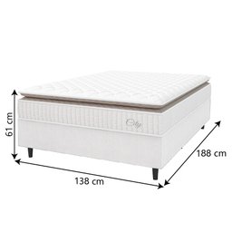 Cama Box Colchão Casal Molas Ensacadas City Pillow Top 138x188x61cm Linho Branco / Bege Hellen - 3
