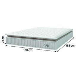 Cama Box Colchão Casal Molas Ensacadas City Pillow Top 138x188x61cm Linho Branco / Bege Hellen - 4