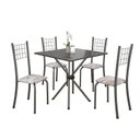 Ver imagem 2 de Conjunto de Mesa Tubular 70x70cm Tampo em Ardósia com 4 Cadeiras Dany Cinza/Botanic Bege/Martelado Prata/Ardosia Indiano