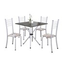 Ver imagem 2 de Conjunto de Mesa Tubular 70x70cm Tampo em Ardósia com 4 Cadeiras Dany Branco/Botanic Bege/Martelado Pérola/Indiano