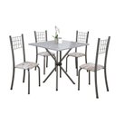 Ver imagem 2 de Conjunto de Mesa Tubular 70x70cm Tampo em Granito com 4 Cadeiras Dany Cinza/Botanic Bege/Martelado Prata/Ocre