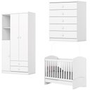 Ver imagem 1 de Quarto Infantil 3 Pecas Berco Mini Cama Bala de Menta Branco Henn