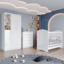 Ver imagem 2 de Quarto Infantil 3 Pecas Berco Mini Cama Bala de Menta Branco Henn