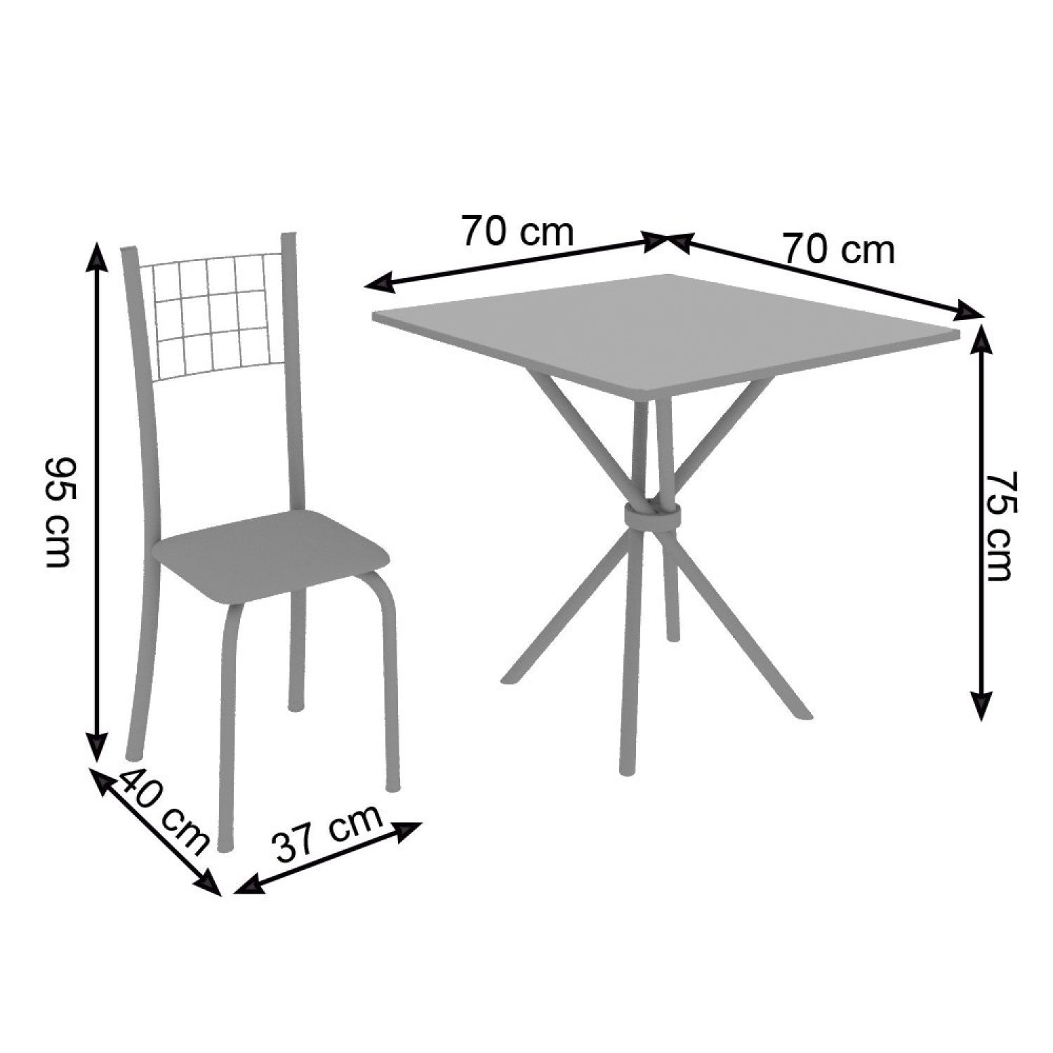 Conjunto de Mesa Tubular 70x70cm Tampo em Vidro com 4 Cadeiras Dany  - 3