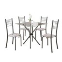 Ver imagem 2 de Conjunto de Mesa Tubular 70x70cm Tampo em Vidro com 4 Cadeiras Dany Cinza/Botanic Bege/Martelado Prata/Incolor