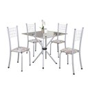 Ver imagem 2 de Conjunto de Mesa Tubular 70x70cm Tampo em Vidro com 4 Cadeiras Dany Branco/Botanic Bege/Martelado Perola/Incolor