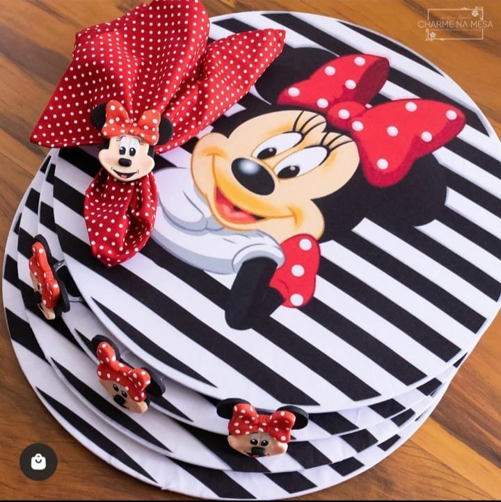 KIT COMPLETO COM 4 SOUSPLATS MINNIE LISTRADO - 1