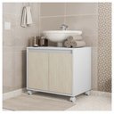 Ver imagem 1 de Gabinete Armário Para Banheiro Rodízios Clean Branco Caemmun