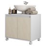 Gabinete Armário Para Banheiro Rodízios Clean Branco Caemmun - 1