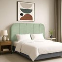 Ver imagem 1 de Cabeceira Cama Box Casal 140 Cm Estofada Revestida em Bouclé Elegante
