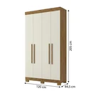Ver imagem 3 de Guarda-Roupa Solteiro 4 Portas, 2 Gavetas e Pés Noronha Cinamomo/Off White
