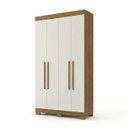Ver imagem 2 de Guarda-Roupa Solteiro 4 Portas, 2 Gavetas e Pés Noronha Cinamomo/Off White