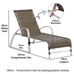 2 Espreguiçadeiras Garden e Mesa em Alumínio para Piscina - Argila - 4