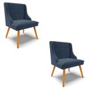 Ver imagem 1 de Kit 2 Cadeiras Estofadas para Sala de Jantar Pés Palito Lia Suede Azul Marinho - Ibiza