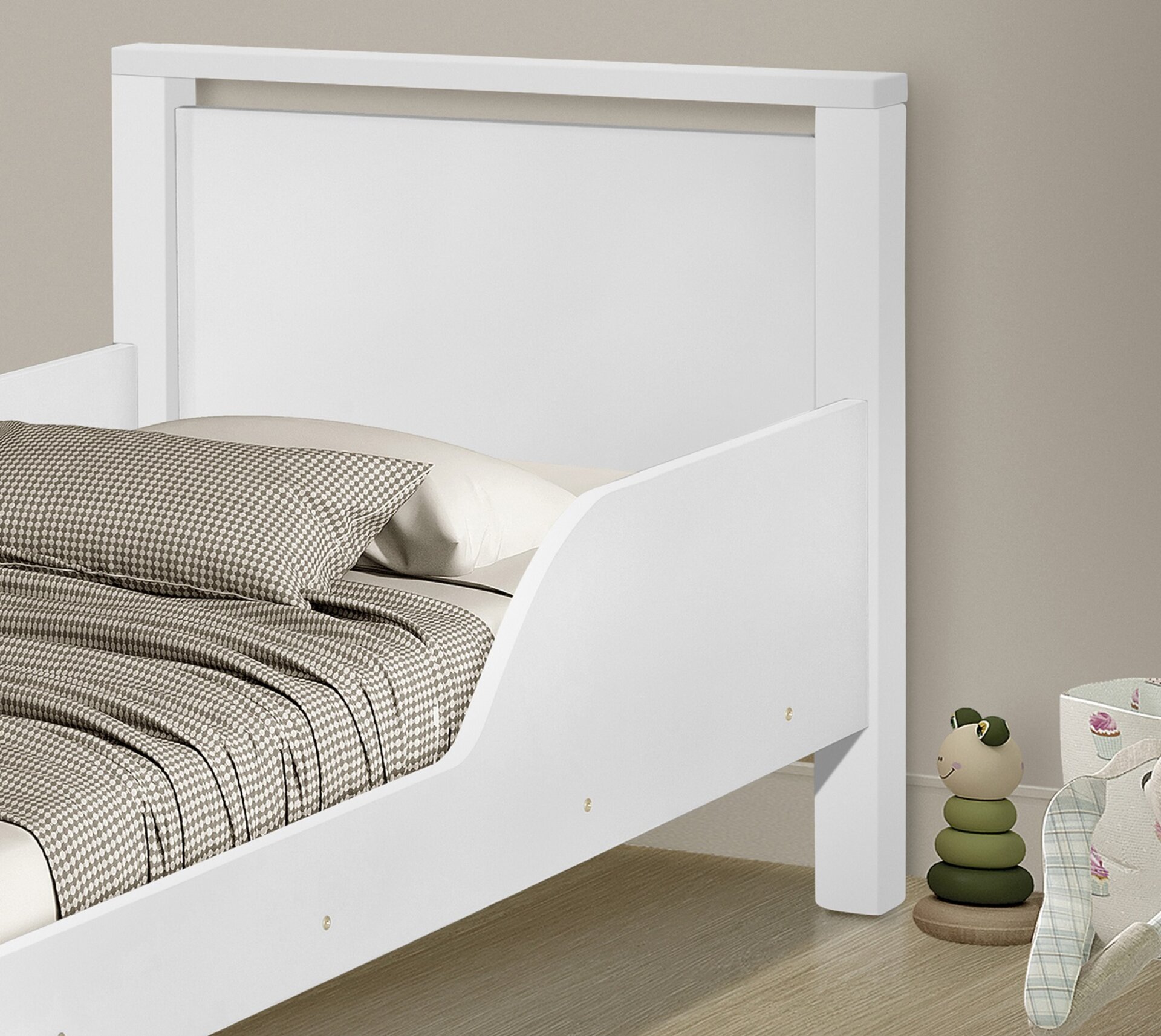 Cama Juvenil Branco com Colchão Mdf e Pes de Madeira com Colchão - 5