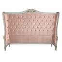 Ver imagem 1 de Cabeceira de Cama Queen Bergere com Estofamento Veludo Rosa Claro com Capitonê