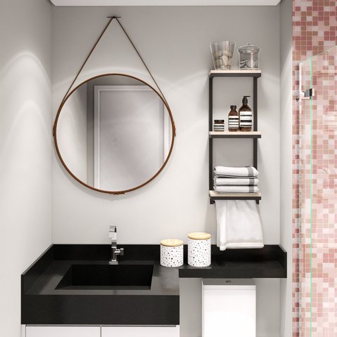 Porta Toalha e Objetos de Banheiro Suspenso Elegante Decora