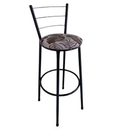 Kit 4 Banquetas Alta Preta com Encosto Assento Folhagem Marrom Jaddi - 3