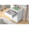 Mesa de Cabeceira Decor com vidro e Porta Joias -Branco - 2