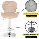 Ver imagem 2 de Kit 08 Banquetas Slim Estofada Giratória com Regulagem de Altura - Nude