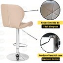 Ver imagem 3 de Kit 08 Banquetas Slim Estofada Giratória com Regulagem de Altura - Nude