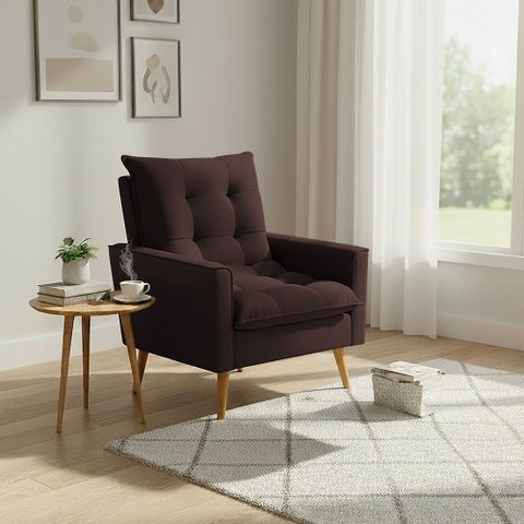 Poltrona Sala de Estar 92cm Estofado Elegante e Visual Aconchegante para Sua Sala Marrom Ester