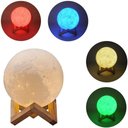 Ver imagem 1 de Luminária Lua 3d com Base de Madeira Touch Usb Decorativa Lua