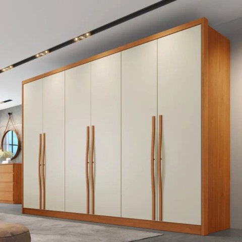 Guarda-Roupa Casal 6 Portas e 6 Gavetas 100% MDF Reno 276,2x236,4cm Marrom/Cinamomo com Fendi