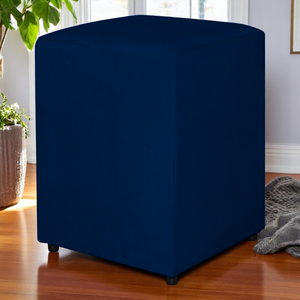 Puff Quadrado Tecido Suede Premium Azul - Fri Varejo