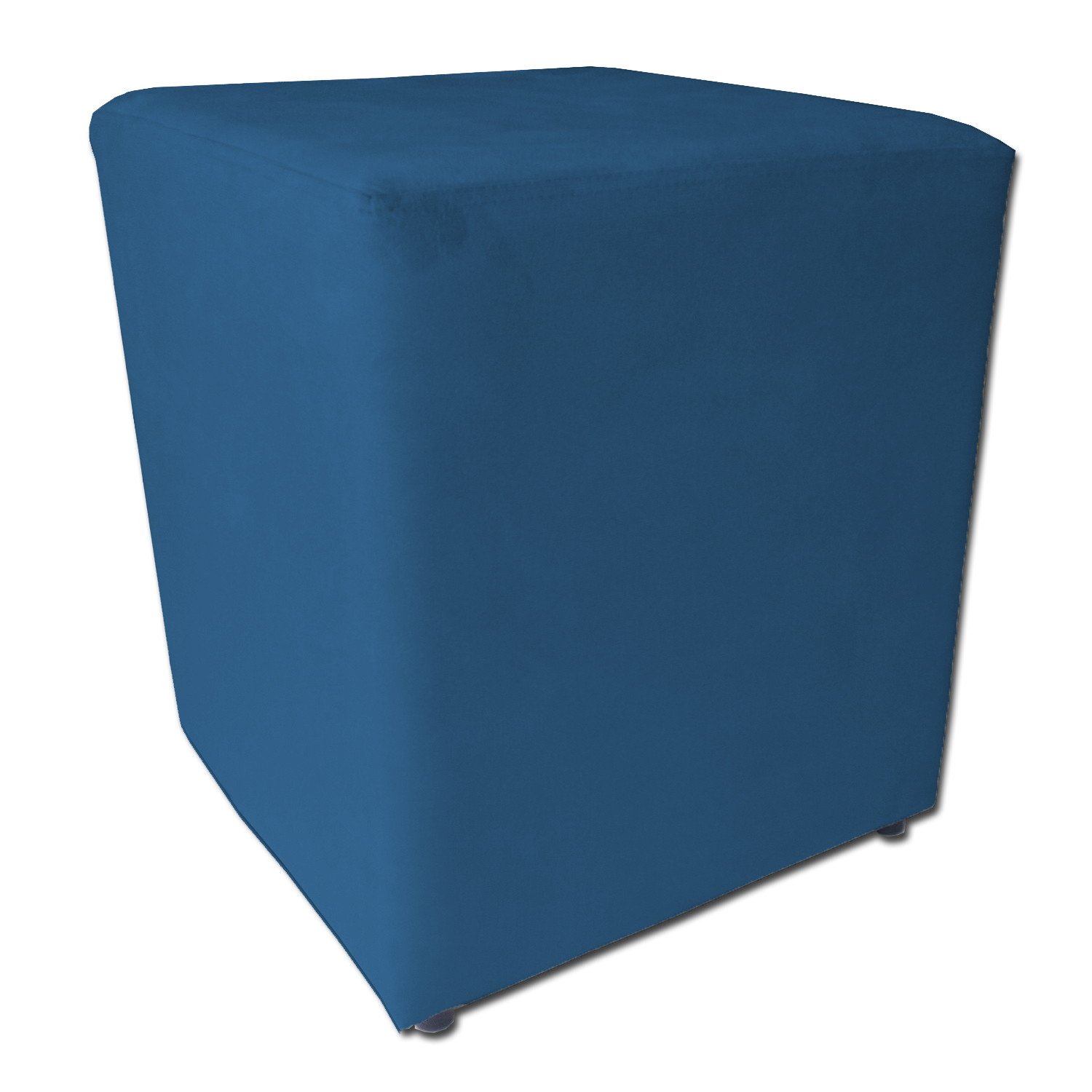 Puff Quadrado 40x32cm Tecido Suede Premium Azul