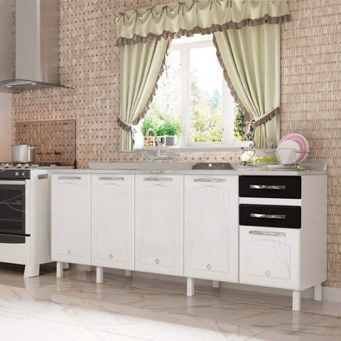 Balcão de Cozinha Aço 200cm para Pia Star New