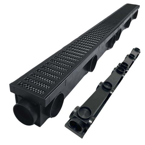 Ralo Preto Fosco 1 Metro X 8cm Alumínio Quintal Varanda Piscina Água da Chuva Coletor Multi Saídas 5