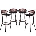Ver imagem 1 de 4 Banquetas Havaí em Fio de Fibra Artesanal para Bar, Bancada, Balcão - Vermelho/Preto