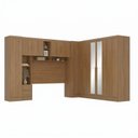 Ver imagem 2 de Guarda Roupa Casal Modulado 4 Peças 12 Portas 5 Gavetas com Espelho e Cabeceira 100% MDF Smart Cinamomo Marrom