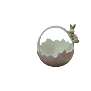 Cesta Casca De Ovo Em Cerâmica Rosa