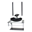 Ver imagem 1 de GABINETE DE VIDRO PARA BANHEIRO 60CM AC CUBA ABAULADA PRETO COM TORNEIRA CASCATA