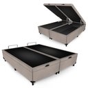Ver imagem 2 de Base Box Baú King Bipartido Suede Bege 42x193x203